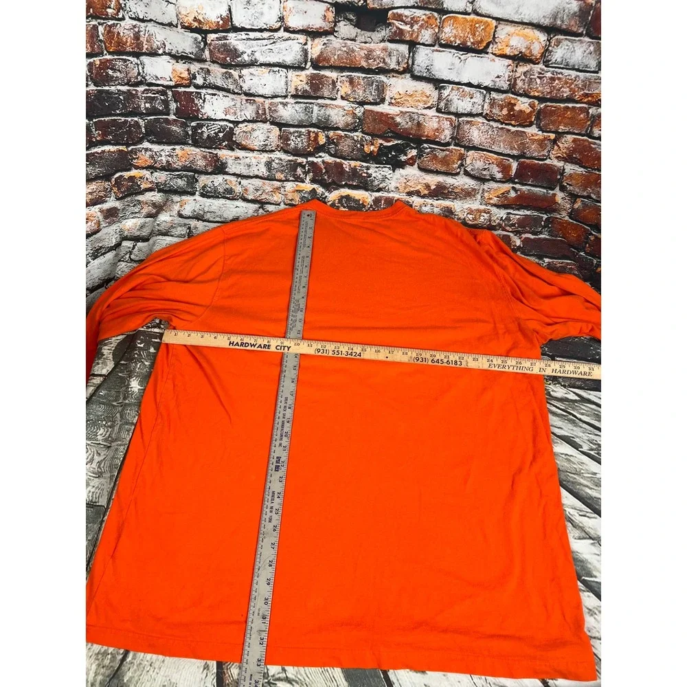Carhartt Mens Long Sleeve Pocket T-Shirt Orange 2XL Tall Original Fit Cotton